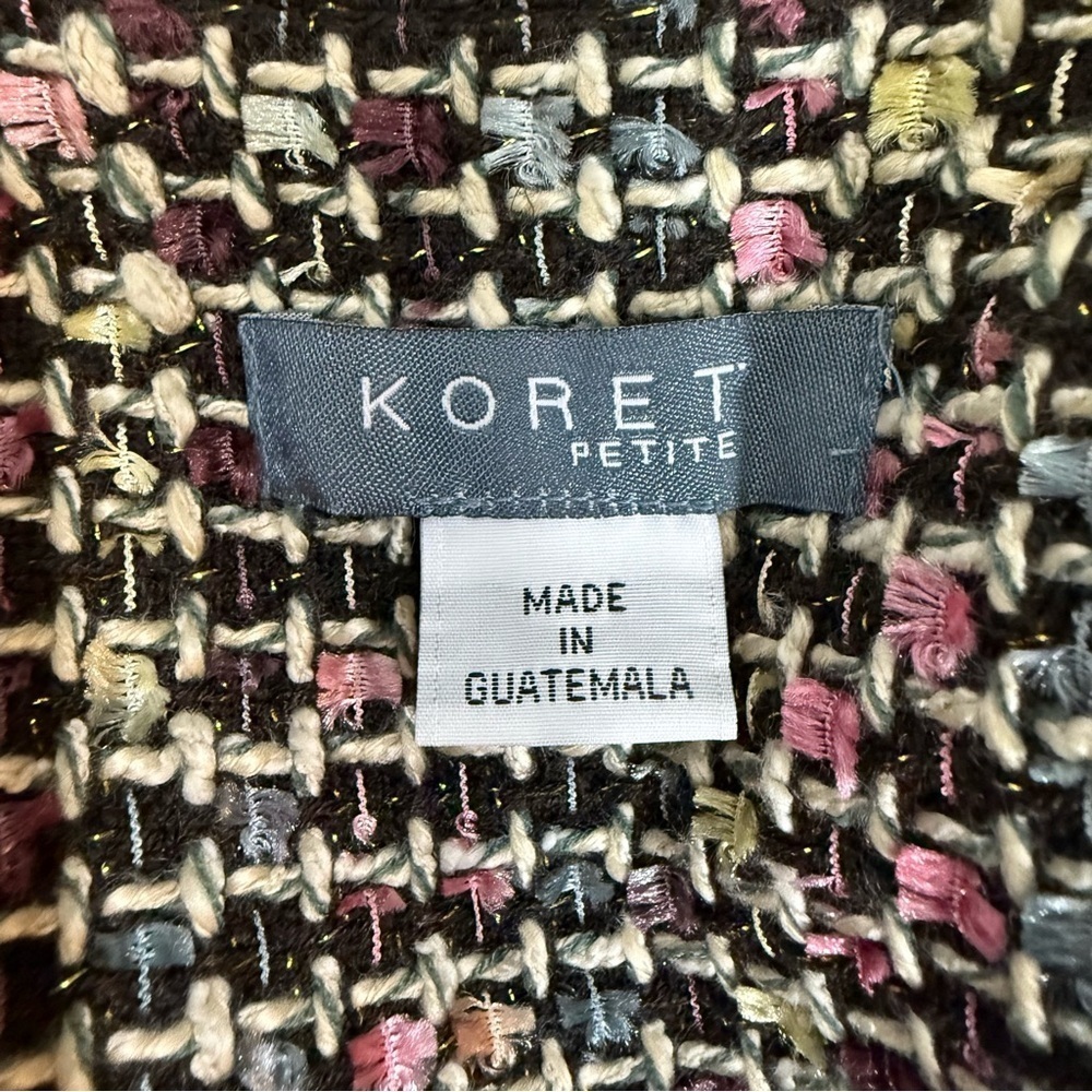 Koret Petite Tweed Blazer Jacket 14P Multicolor Pastel Bouclé Lined Career Coat - Picture 2 of 13